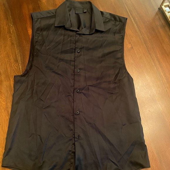 ASOS - black satin vest button up - Picture 1 of 2